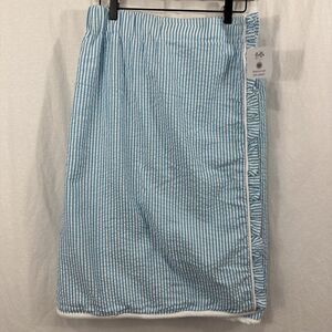 Bella 100% Cotton Blue White Striped Seersucker Spa Wrap Bath Womens O/S Towel